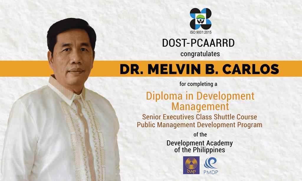 Congratulations Dr. Melvin B. Carlos Of DOST-PCCAARD - Noon Break Balita